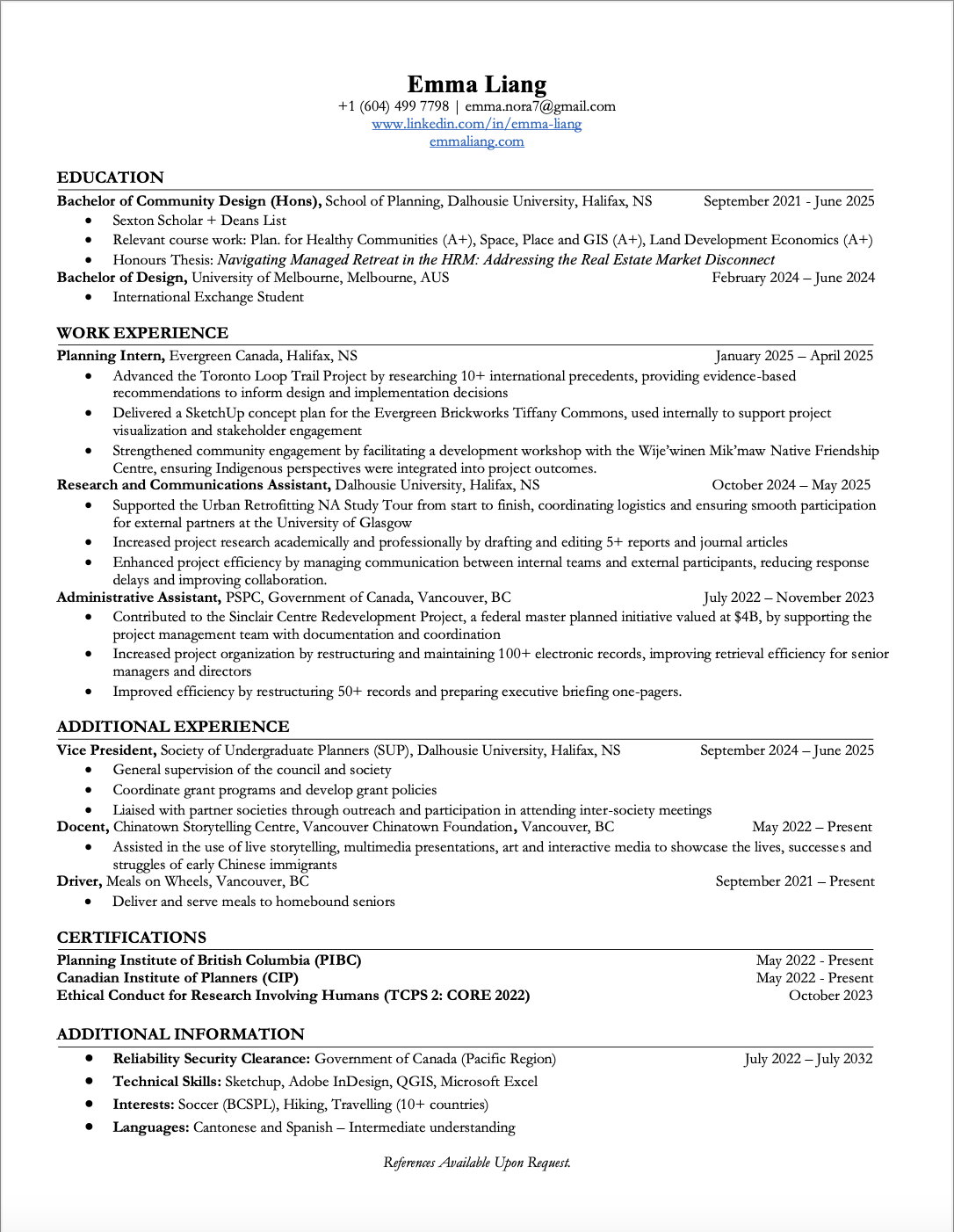 Emma Liang Resume